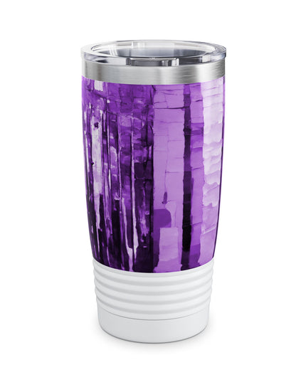 Striped Powder Lavender Ringneck Tumbler, 20oz in white
