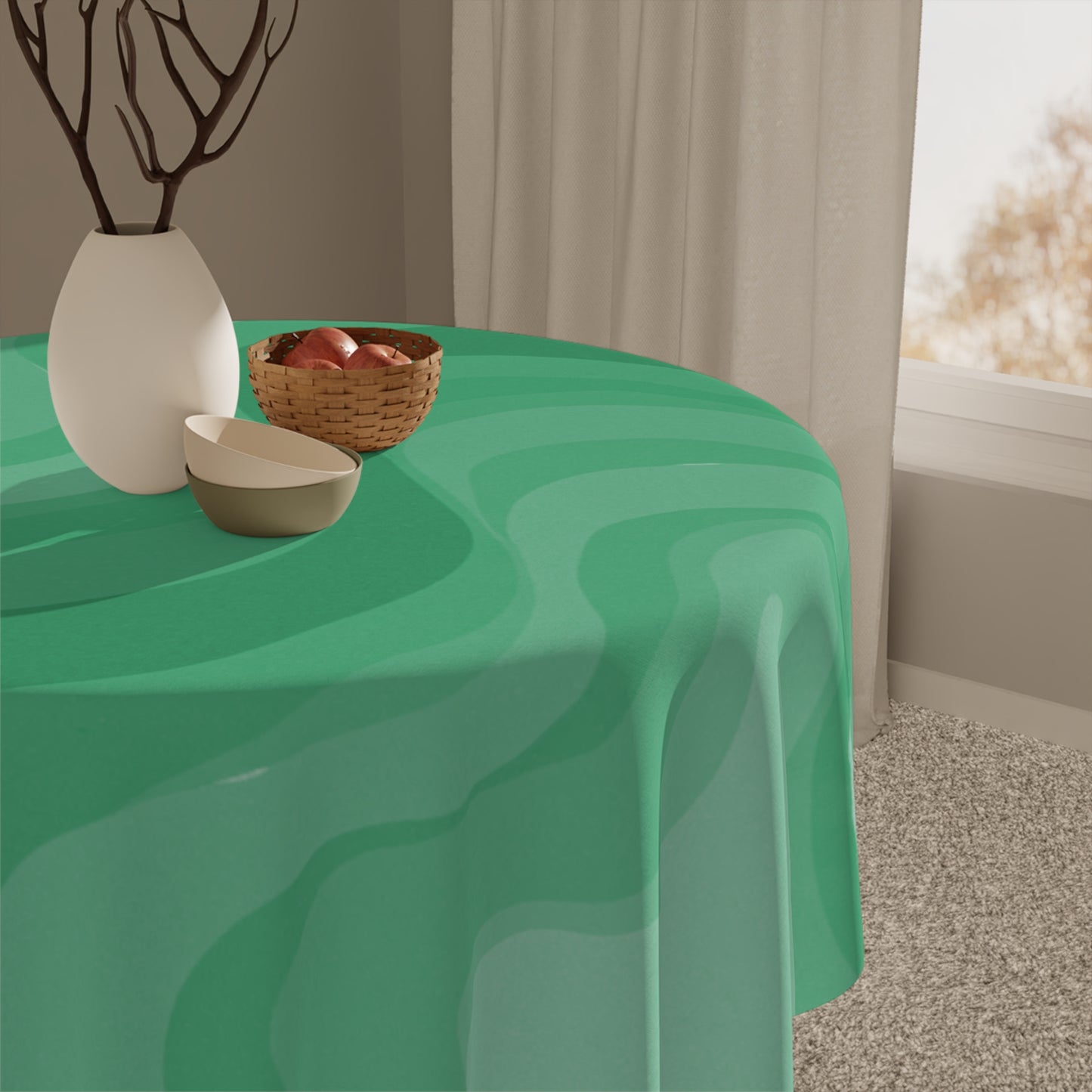 Mint Green Wavey Tablecloth, 55" x 55"
