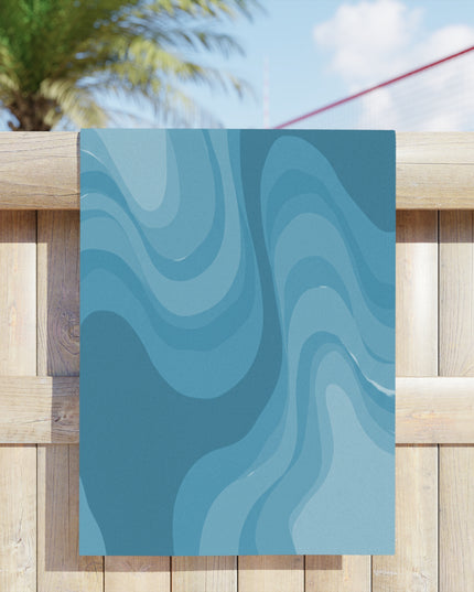 Sky Blue Wavey Beach Towel, 24" x 44"