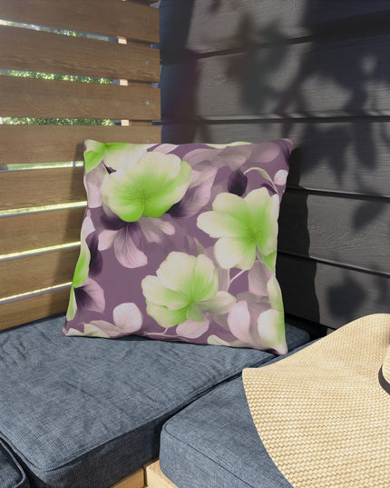 Lime Lavender Floral Bunch Outdoor Pillow, 16" x 16"