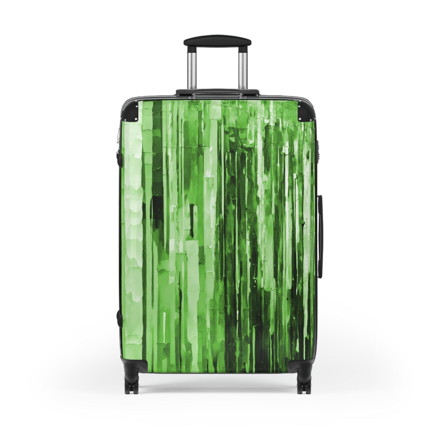 Striped Mint Pastel Large Suitcase with built in lock, 4 double-wheels, telescopic handle, and ABS back hard-shell