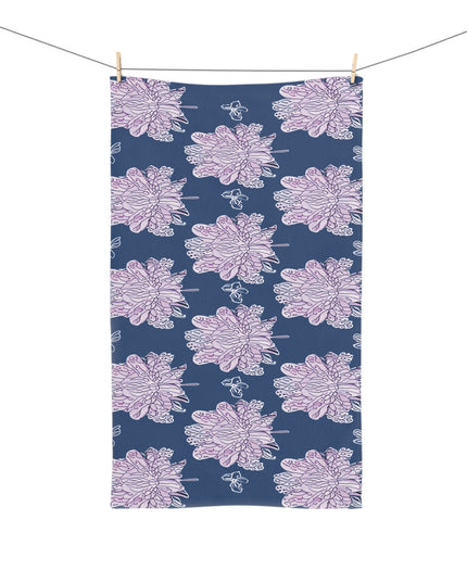 Purple White Floral Butterflies Hand Towel, 16" x 28"