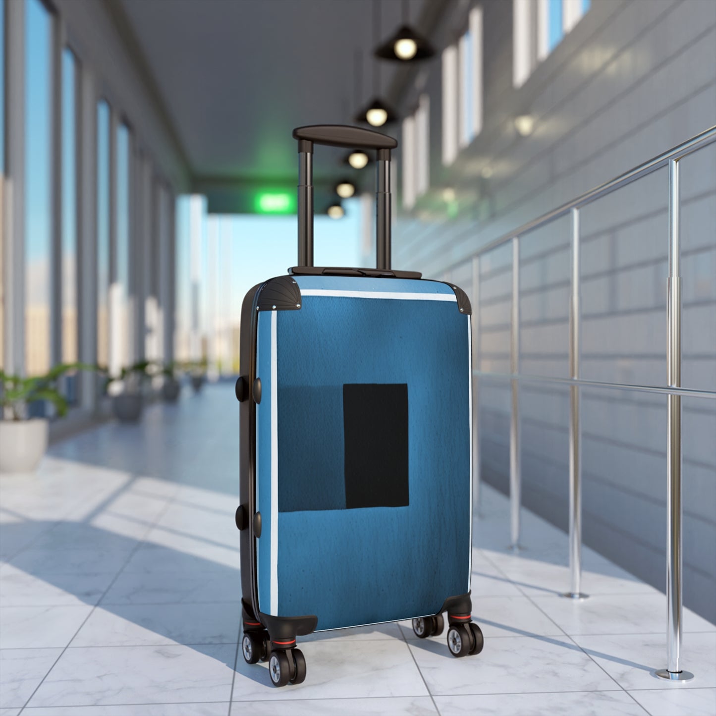 Blue Shadow Small Suitcase with built in lock, 4 double-wheels, telescopic handle, and ABS back hard-shell