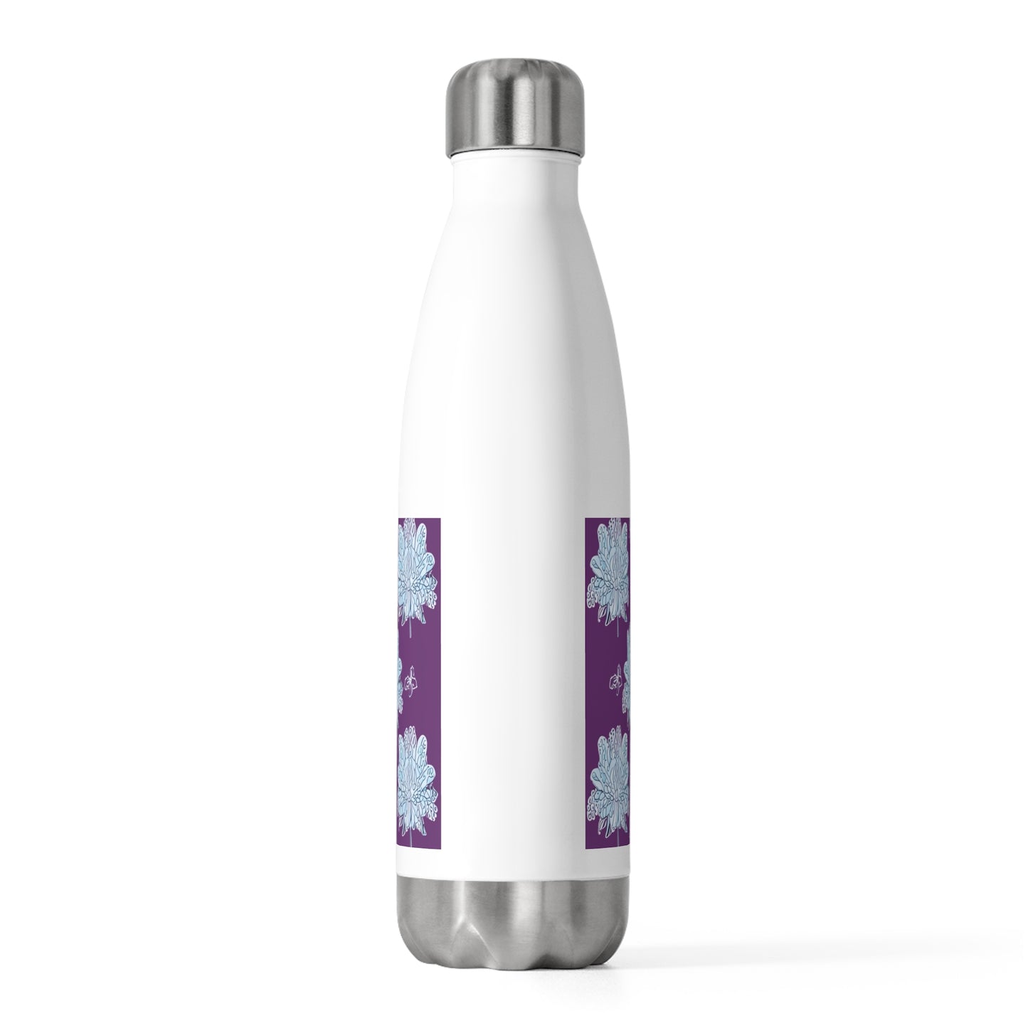 Blue Floral Butterflies 20oz Insulated Water Bottle
