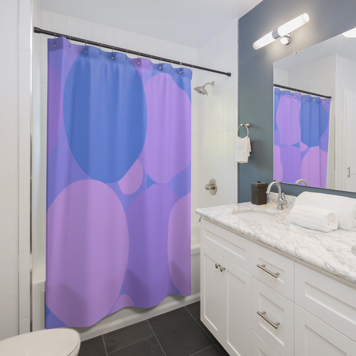 Pastel Purple Family Patches Shower Curtains, 71" x 74"