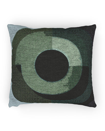 Green Eyepiece Woven Pillow, 17" x 18"