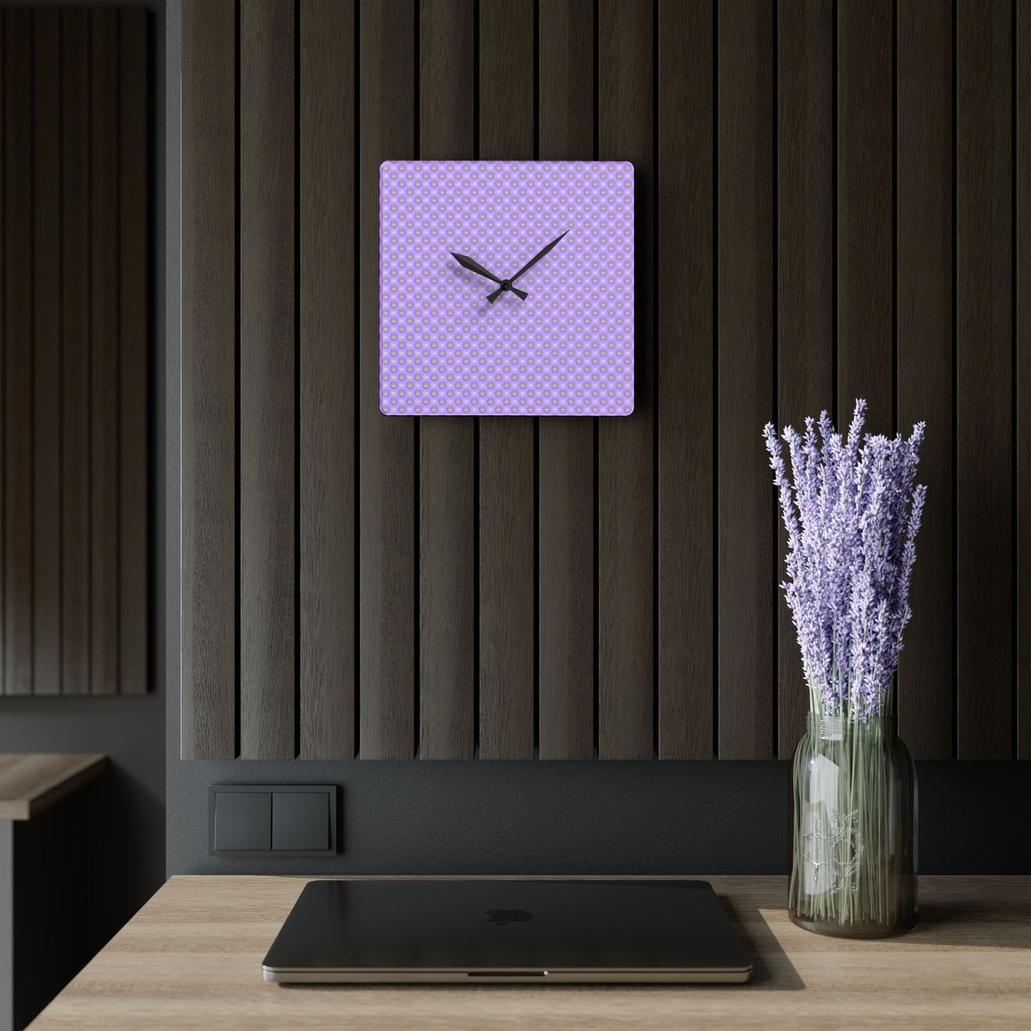 Lavender Star-crossed Bodies Acrylic Wall Clock, Round or Square, 10.75" x 10.75"