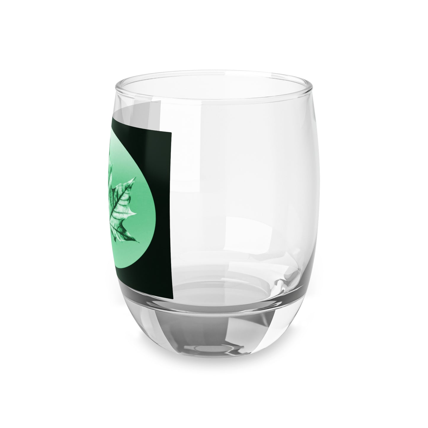 Mint Green Maple Leaf Whiskey Glass, 6 oz