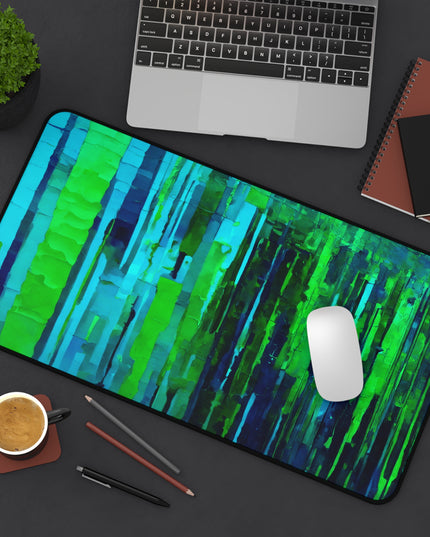 Striped Blue Green 12" x 22" Desk Mat