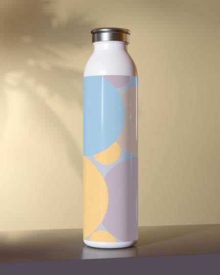 Pastel Baby Blue and Peach Patches Slim Water Bottle, 20 oz White
