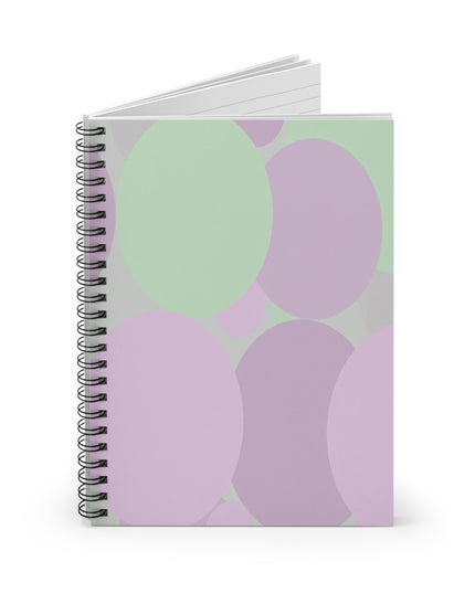 Pastel Lavender Purple and Soft Green Patches Spiral Notebook - Ruled Line, 6" x 8", 118 pagess