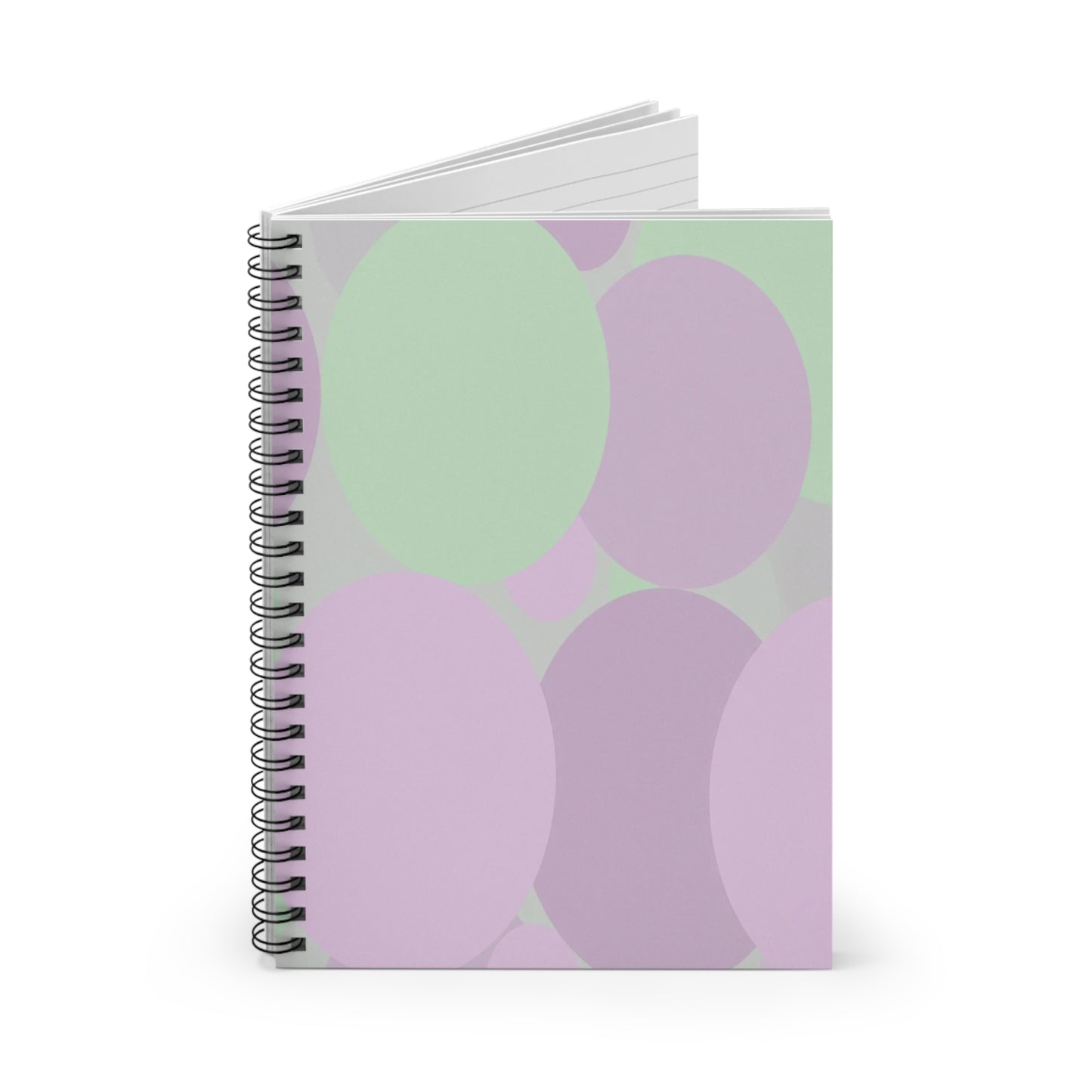 Pastel Lavender Purple and Soft Green Patches Spiral Notebook - Ruled Line, 6" x 8", 118 pagess