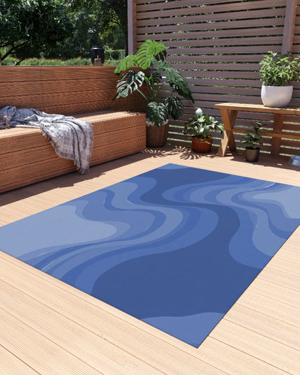 Deep Blue Wavey 60" x 84" Outdoor Rug