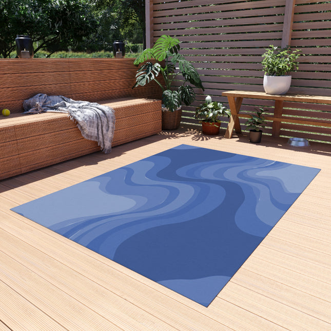 Deep Blue Wavey 60" x 84" Outdoor Rug