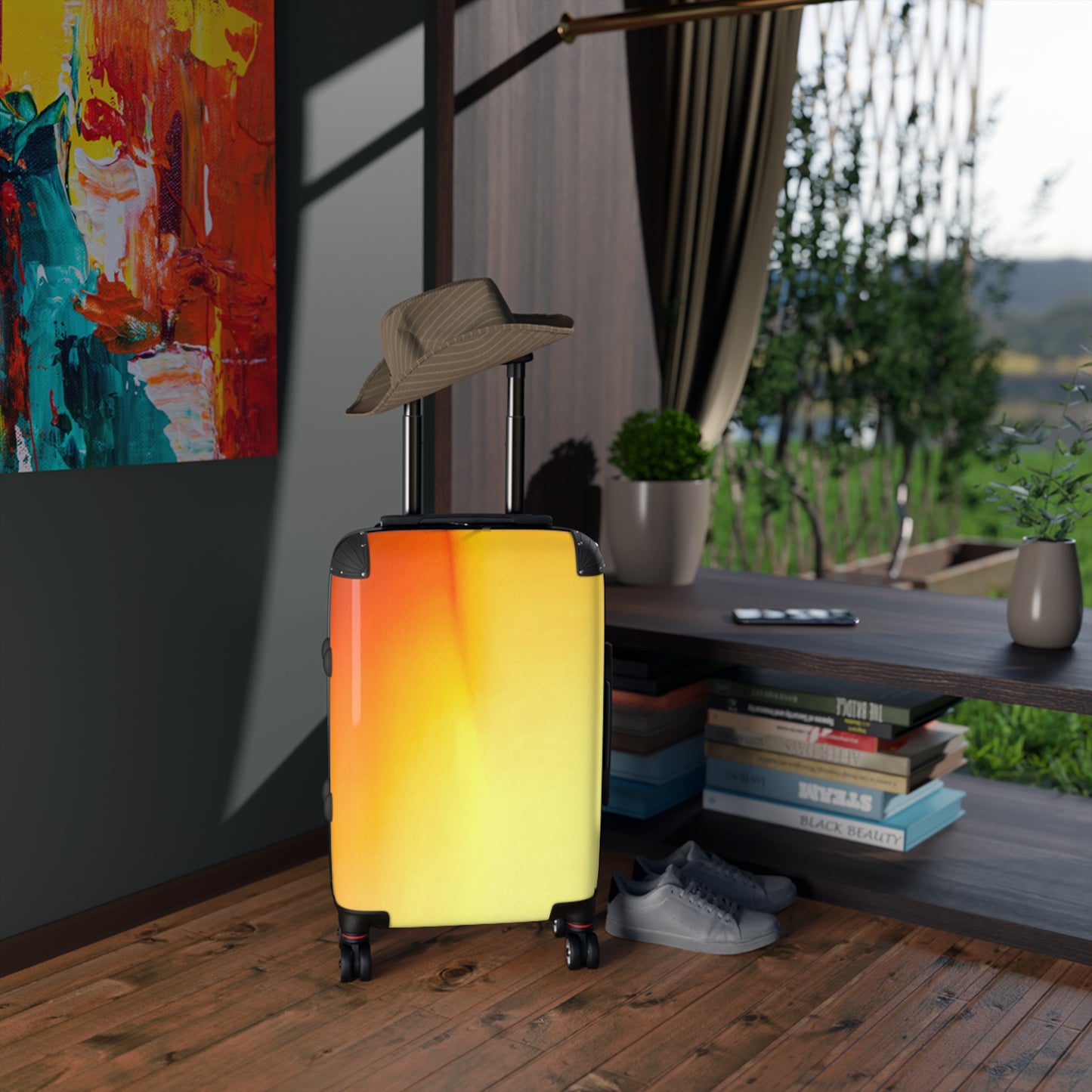 Phoenix Fade Small Suitcase with built in lock, 4 double-wheels, telescopic handle, and ABS back hard-shell