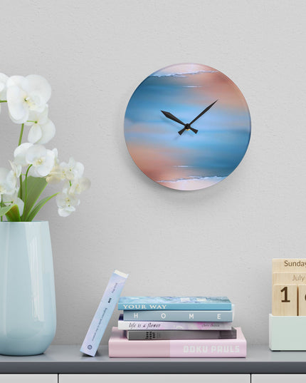 Blue Sea Peach Fog Acrylic Wall Clock, Round or Square, 10.75" x 10.75"