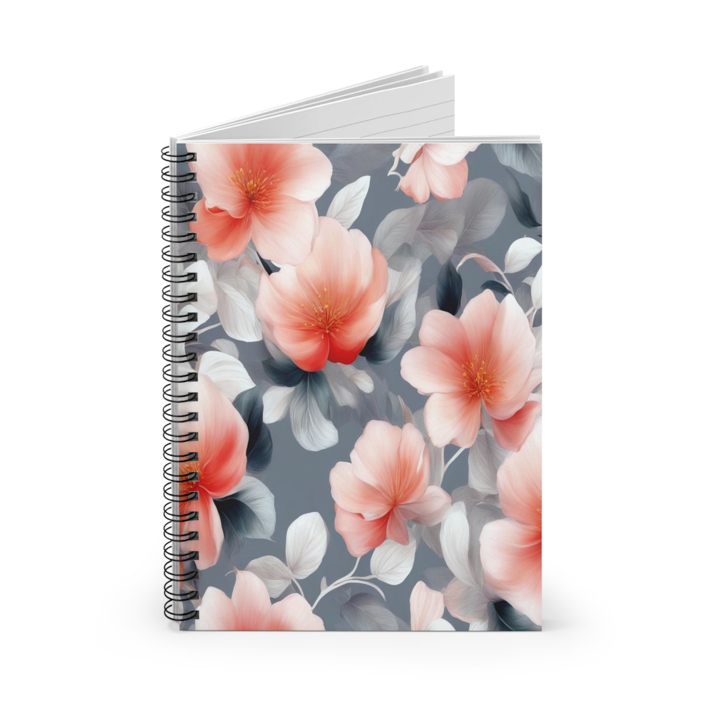 Red Blossom Floral Bunch Spiral Notebook - Ruled Line, 6" x 8", 118 pages