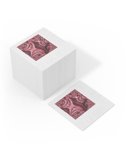 Uzi Spiral Ruby Pastel White Coined Napkins, 4.8" x 4.8"