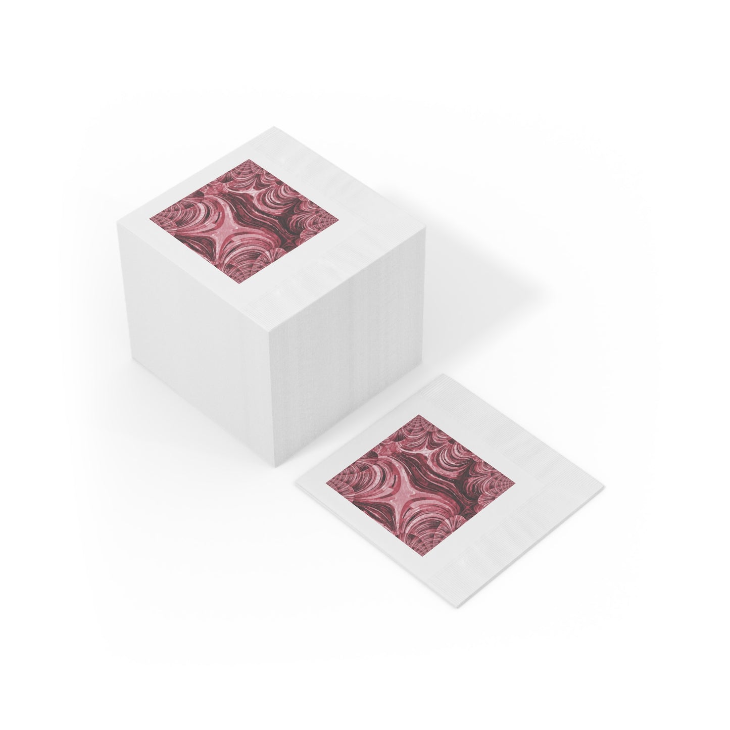 Uzi Spiral Ruby Pastel White Coined Napkins, 4.8" x 4.8"