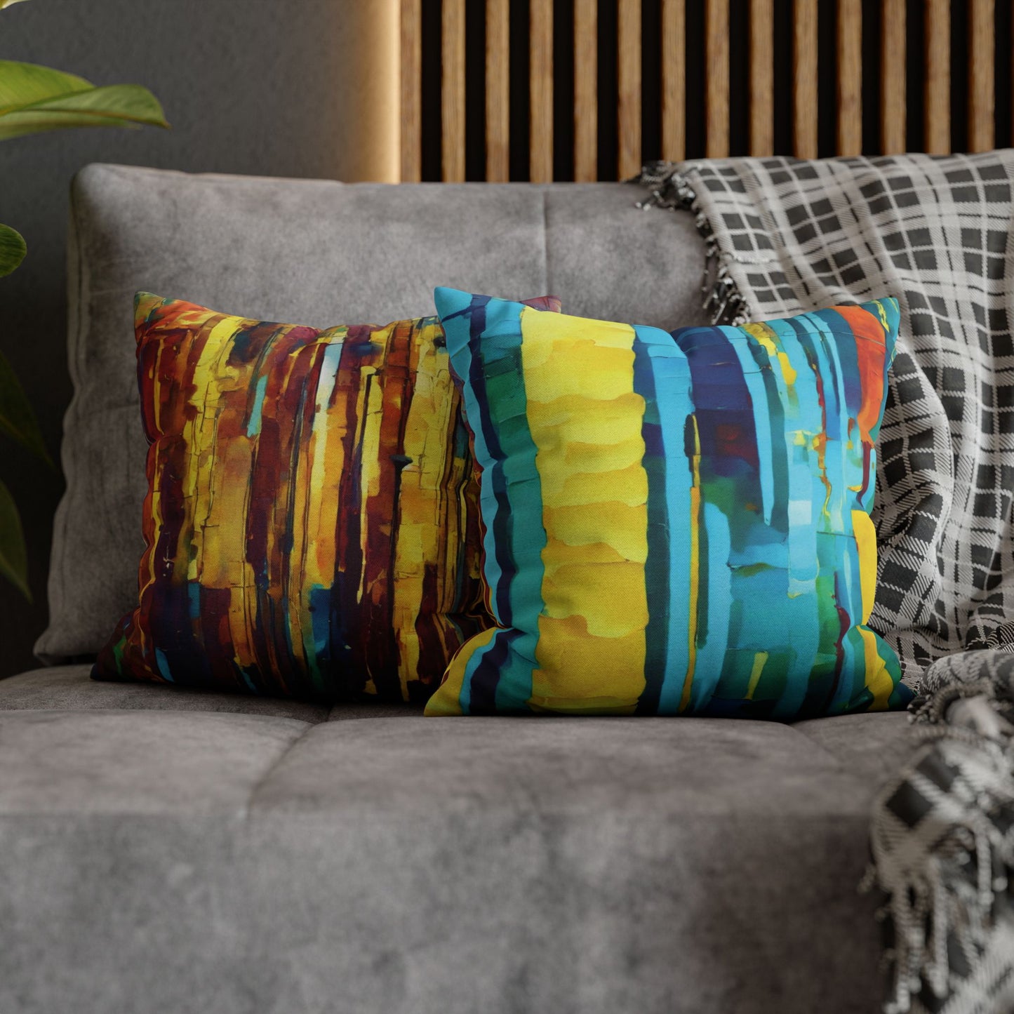 Striped Alpha Spun Polyester Square Pillowcase, 14" x 14"