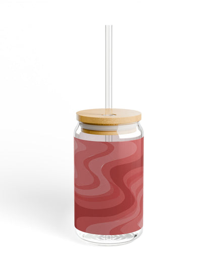 Power Red Wavey Sipper Glass, 16oz