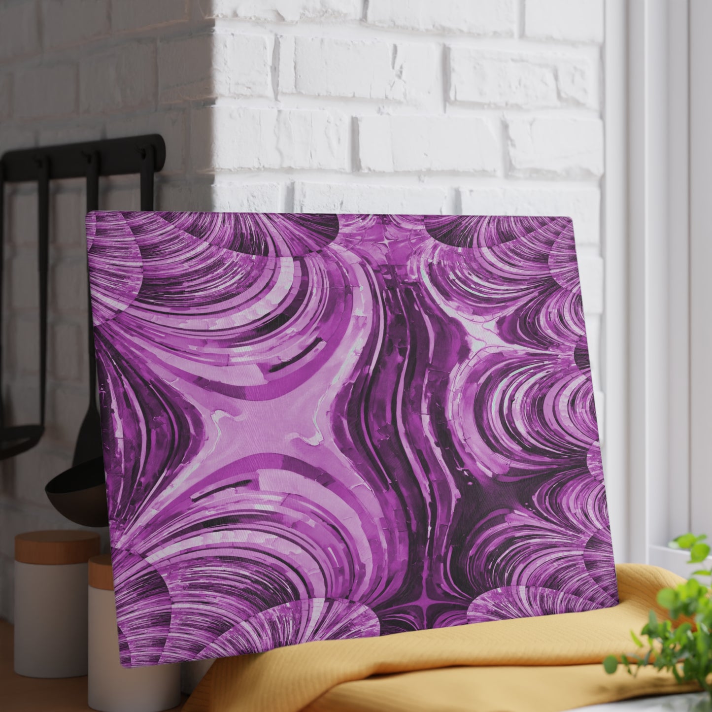 Uzi Spiral Powder Lavender 11" x 15" Glass Cutting Board