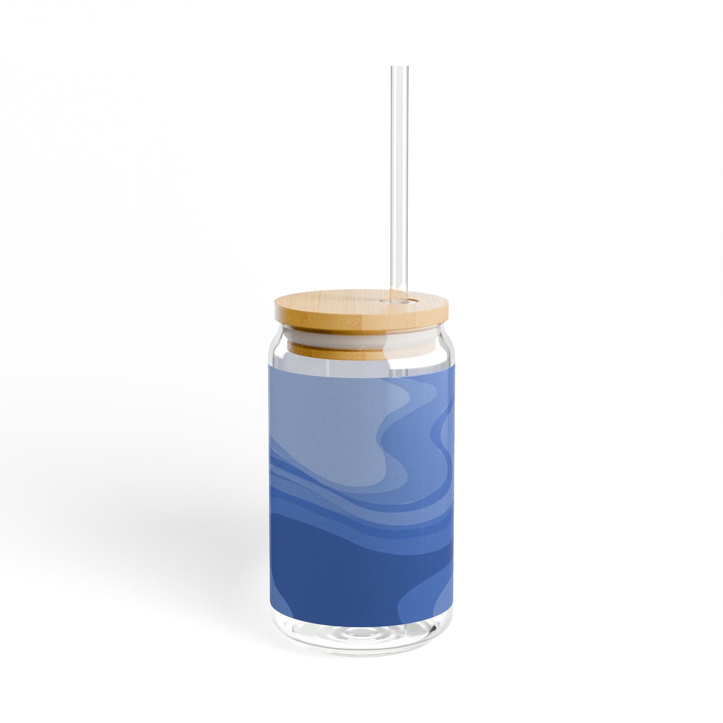 Deep Blue Wavey Sipper Glass, 16oz