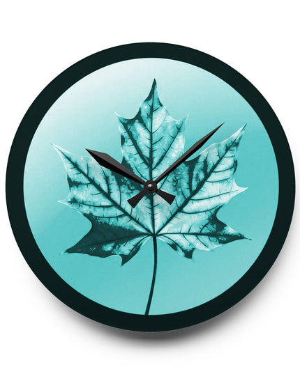 Tif Green Maple Leaf Acrylic Wall Clock, Round or Square, 10.75" x 10.75"