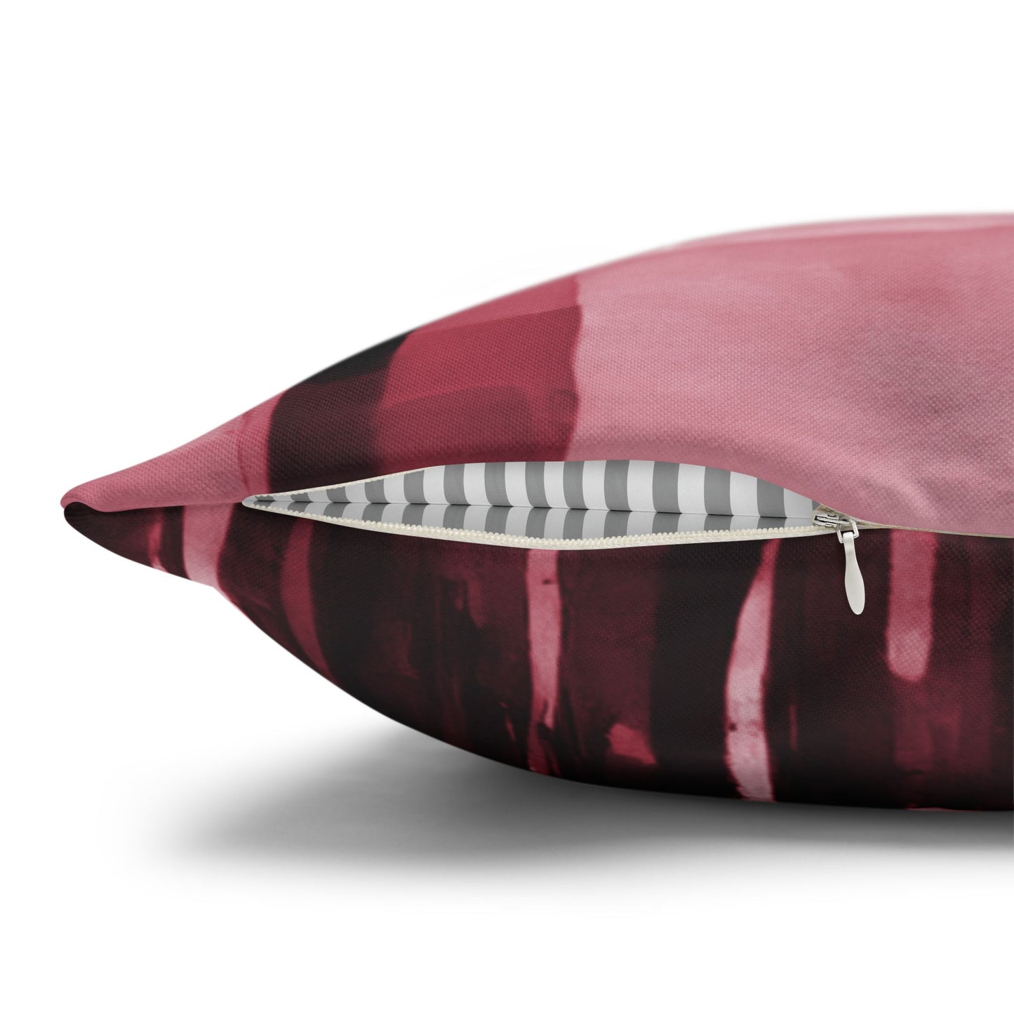 Striped Ruby Spun Polyester Square Pillowcase, 14" x 14"