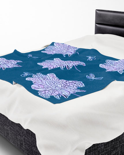 Lavender Floral Butterflies Plush Velveteen Blanket, 50" x 60"