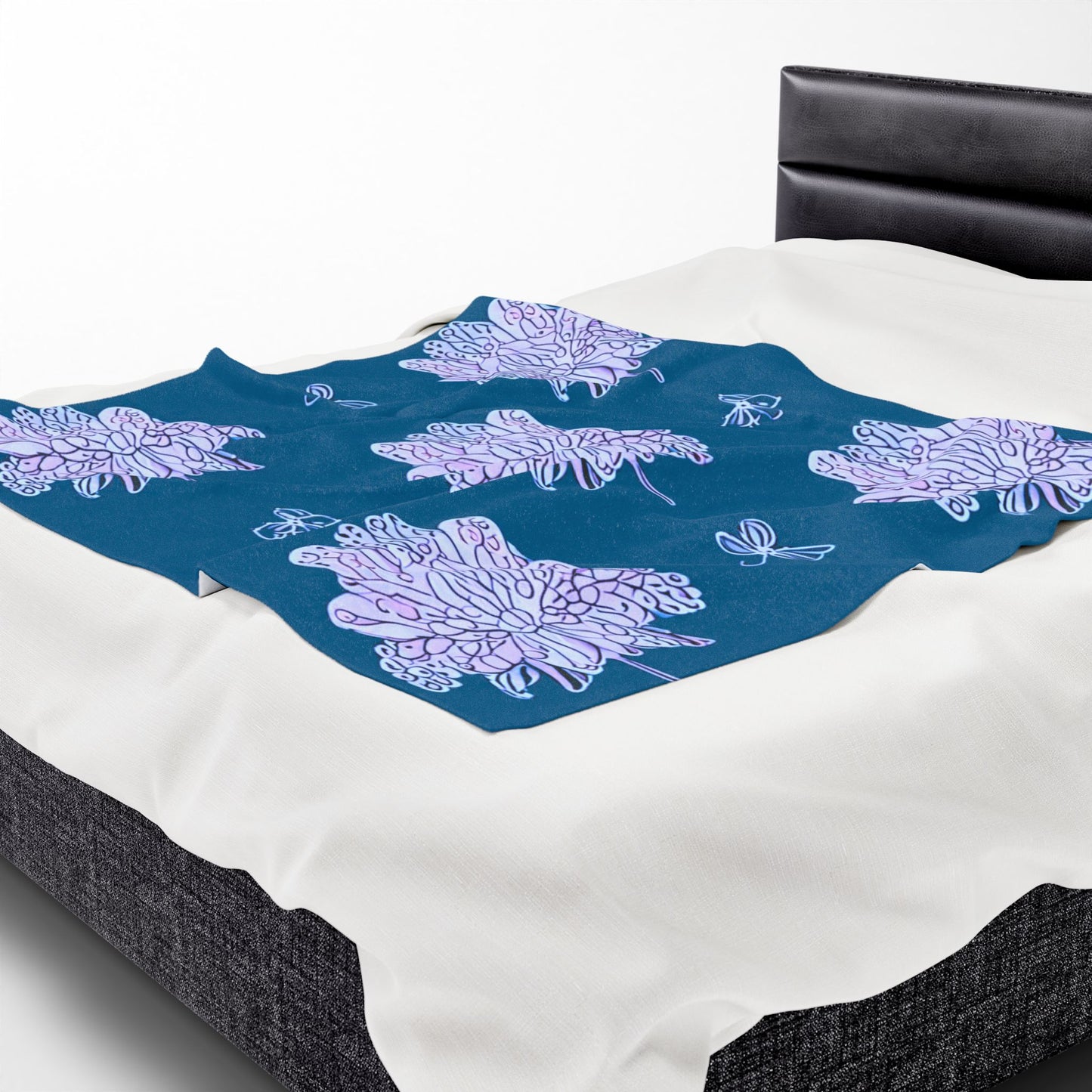 Lavender Floral Butterflies Plush Velveteen Blanket, 50" x 60"