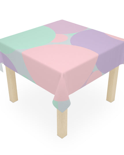 Pastel Peach and Soft Green Patches Tablecloth, 55" x 55"