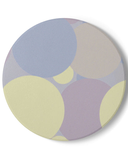 Pastel Soft Blue and Soft White Patches 4" x 4" Round Ceramic Coaster