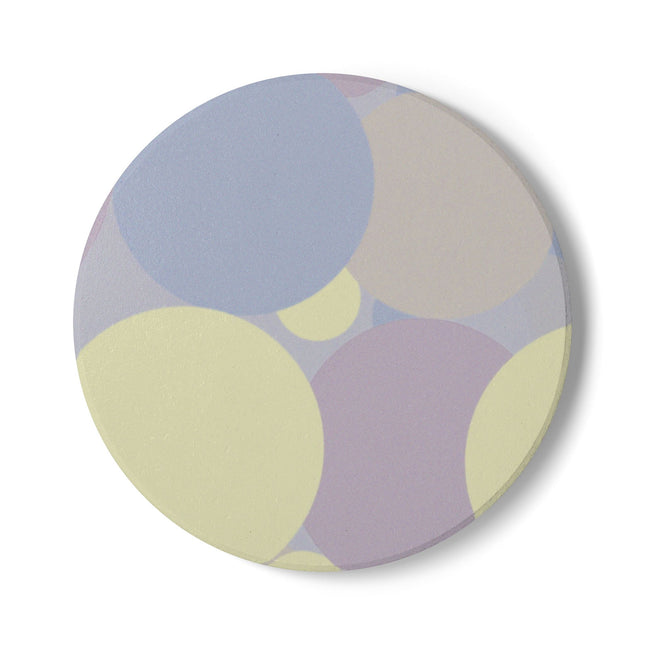 Pastel Soft Blue and Soft White Patches 4" x 4" Round Ceramic Coaster