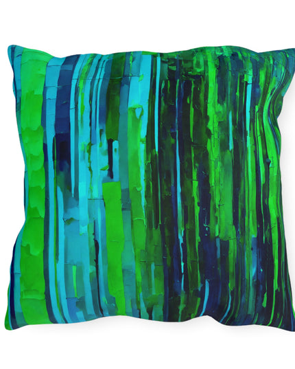 Striped Blue Green 18" x 18" Outdoor Pillow