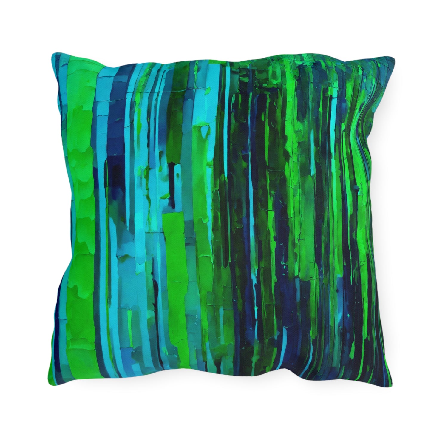 Striped Blue Green 18" x 18" Outdoor Pillow