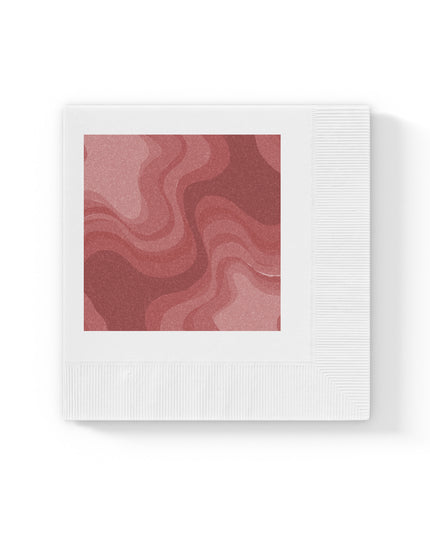Power Red Wavey White Coined Napkins, 4.8" x 4.8"