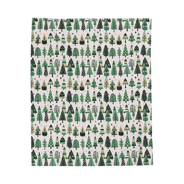 Mini Vintage Green Trees Velveteen Plush Blanket, 50" x 60"