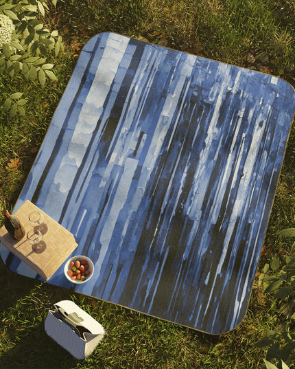 Striped Deep Blue 61" × 51" Picnic Blanket