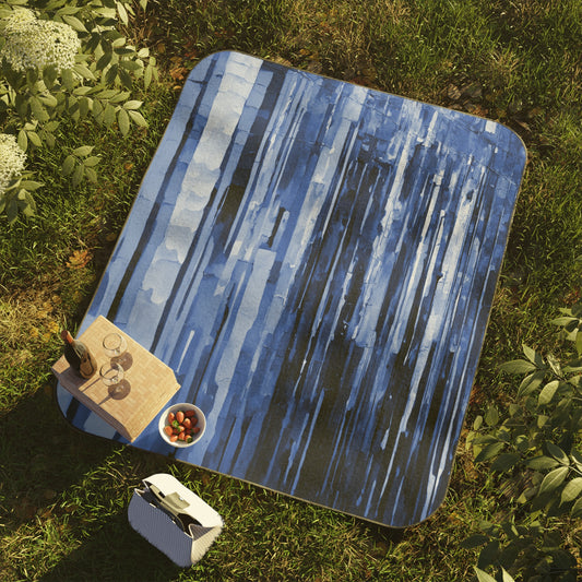 Striped Deep Blue 61" × 51" Picnic Blanket