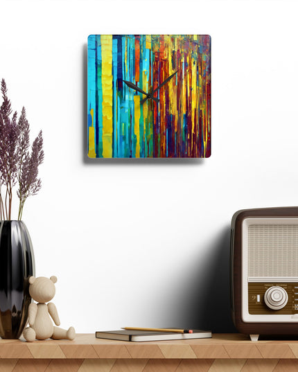 Striped Alpha Acrylic Wall Clock, Round or Square, 10.75" x 10.75"