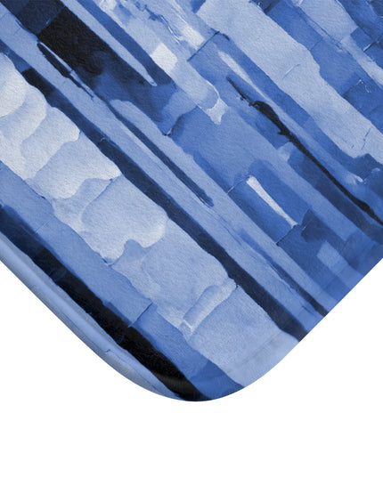 Striped Deep Blue Bath Mat, 24" x 17"