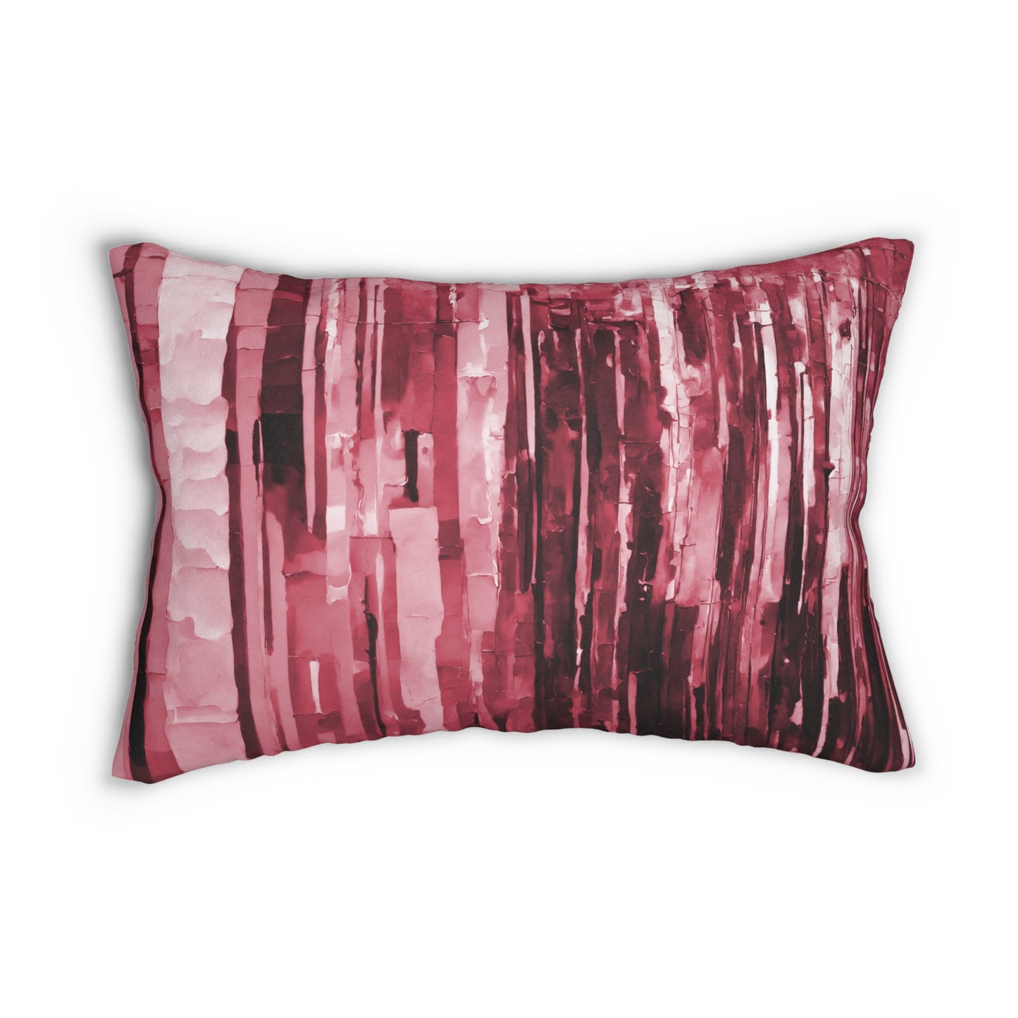 Striped Ruby Spun Polyester Lumbar Pillow, 20" x 14"