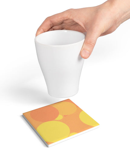Pastel Bright Oranges Patches 4" x 4" Square Ceramic Coaster