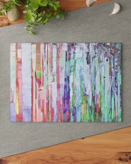 Striped Pastels 8" x 11" Glass Cutting Board