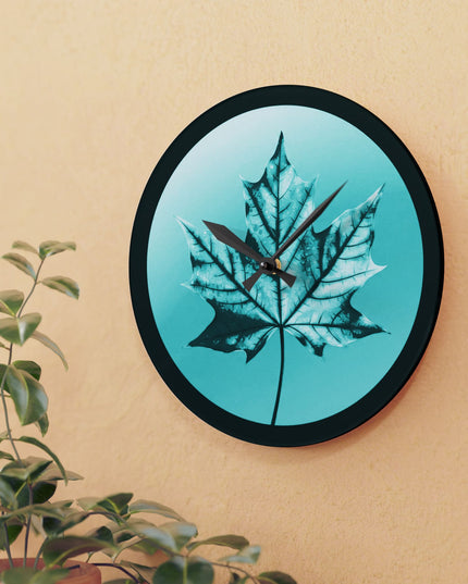 Tif Green Maple Leaf Acrylic Wall Clock, Round or Square, 10.75" x 10.75"