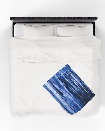 Striped Deep Blue Velveteen Plush Blanket, 30" x 40"
