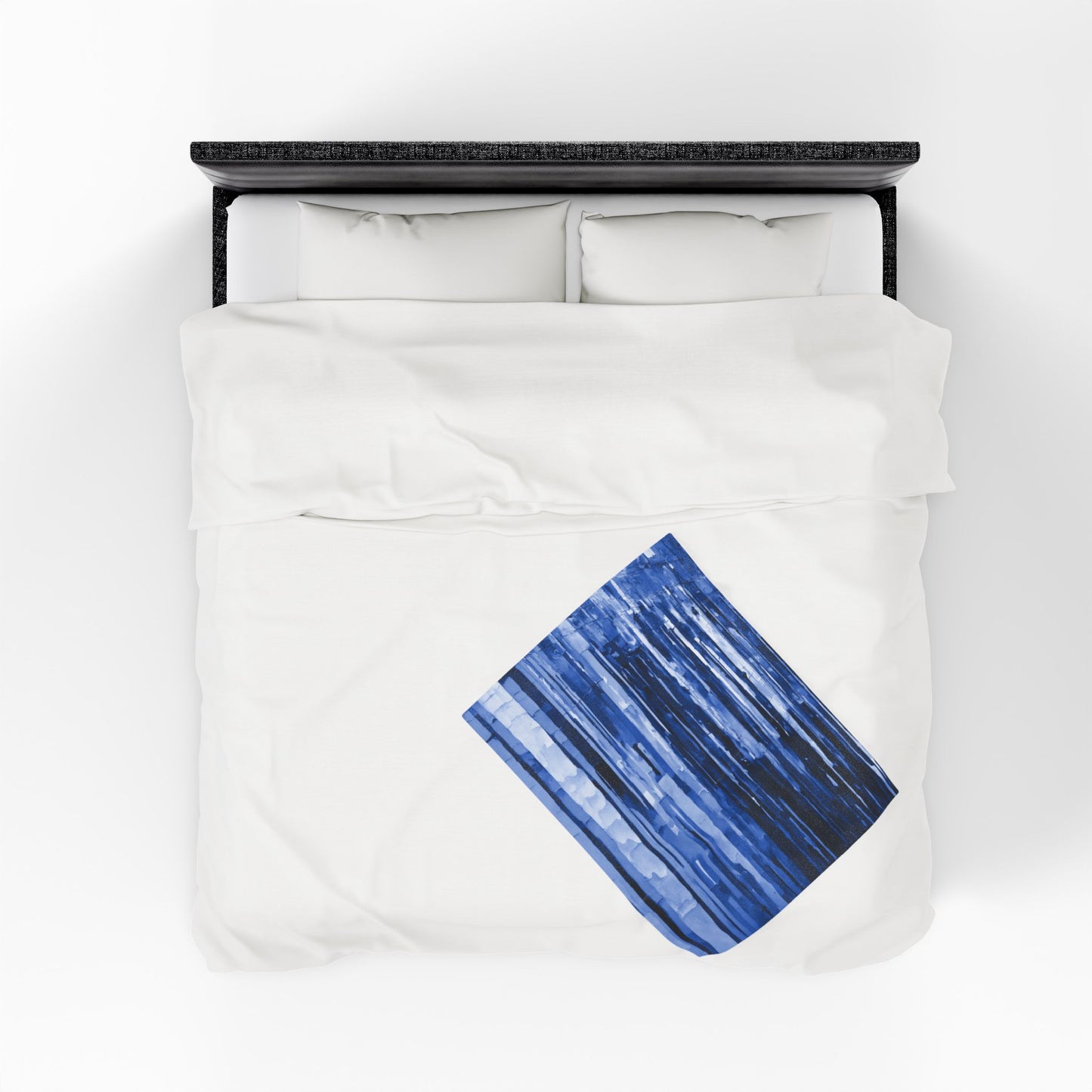 Striped Deep Blue Velveteen Plush Blanket, 30" x 40"