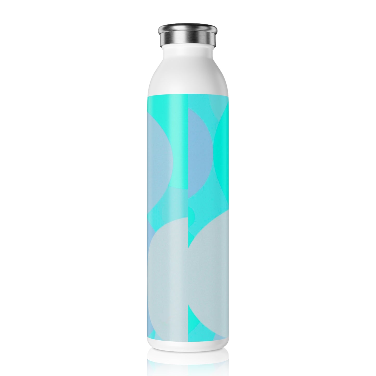 Pastel Tan and Tif Patches Slim Water Bottle, 20 oz White