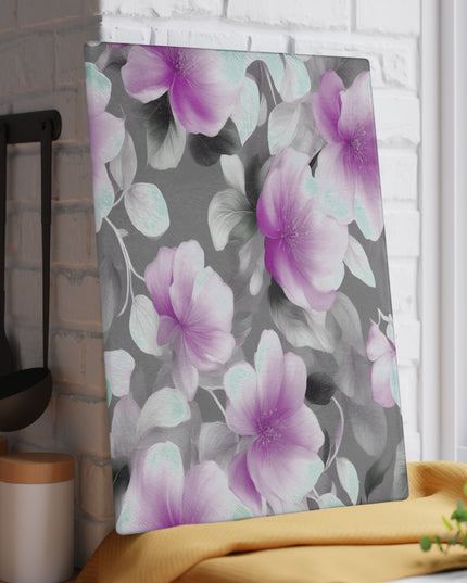 Purple Blossom Floral Bunch Glass Cutting Board, 11" x 15"